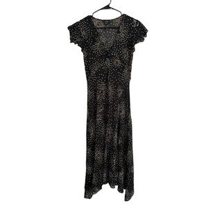 Alfani Black Asymmetrical Dress with White Dots